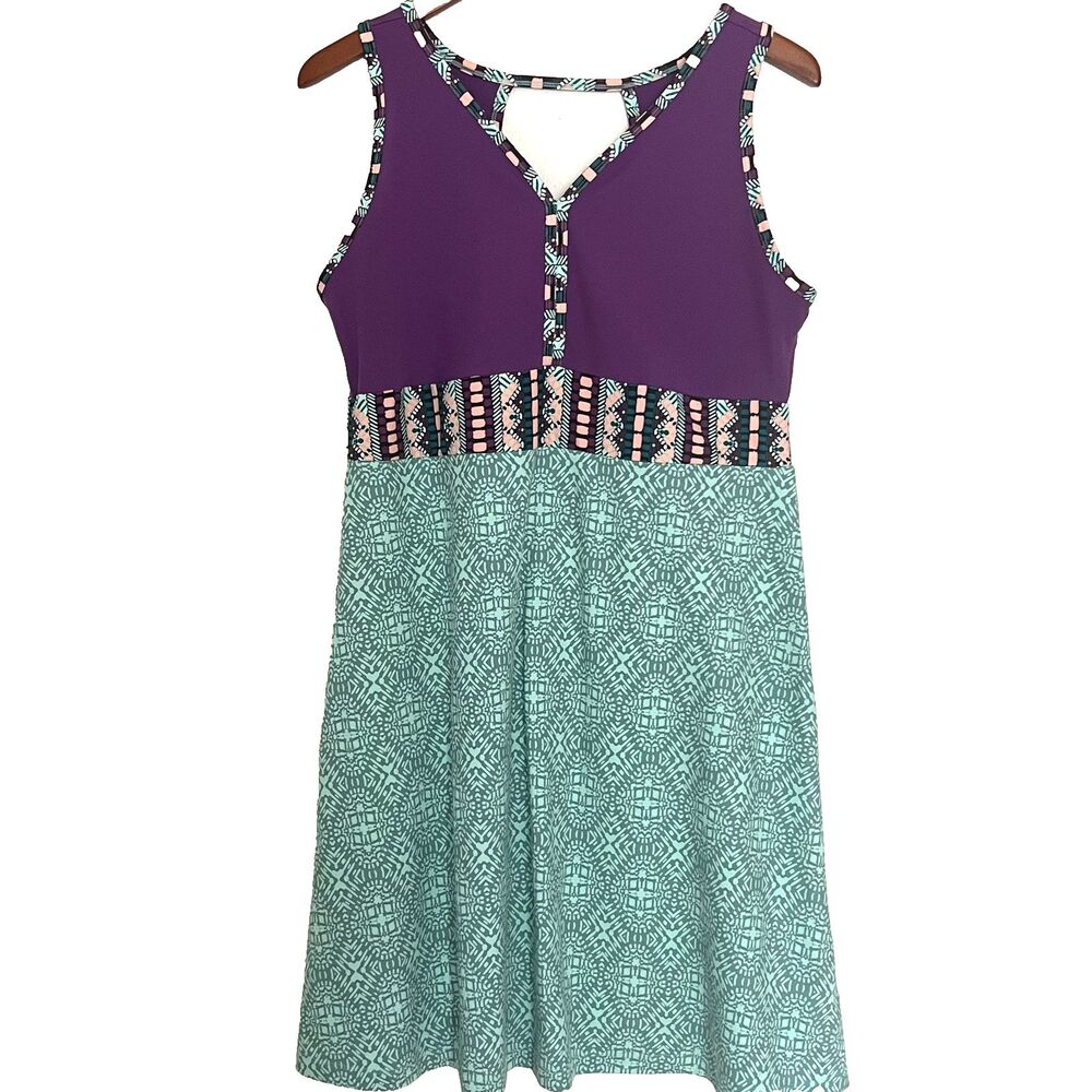 Marmot dress XL Becca Athletic Knit Purple Blue Teal Cutout Back Sundress Hiking